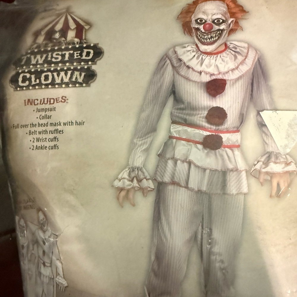 New  deluxe Twisted Clown Costume    Mask and costume